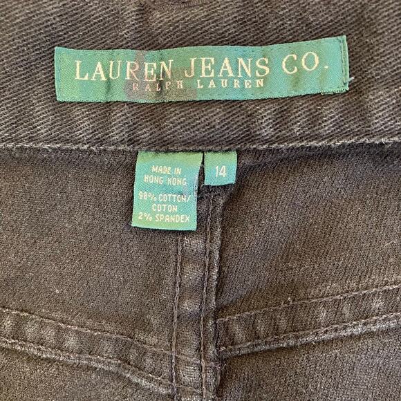 Lauren Ralph Lauren Sz 14 Aztec Beaded Black Pants Jeans Cotton Bootcut Relaxed - Picture 7 of 16